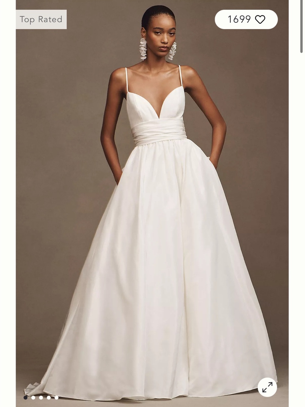 Anthropologie Ivory Spaghetti-Strap Ball Gown